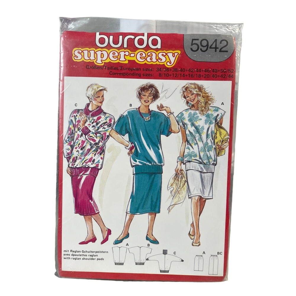 Burda Sewing Pattern 5942 Sweater Dress Knit Misses‎ Size 8-20